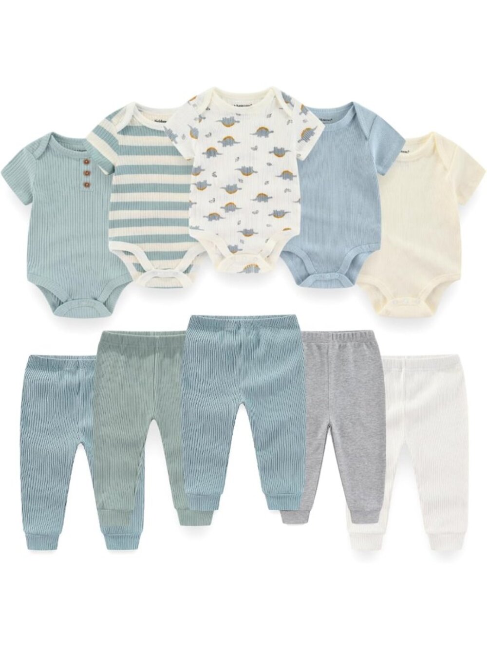 Adorable 10-Piece Baby Bodysuit & Pant Set for Boys & Girls - Cute Outfits!